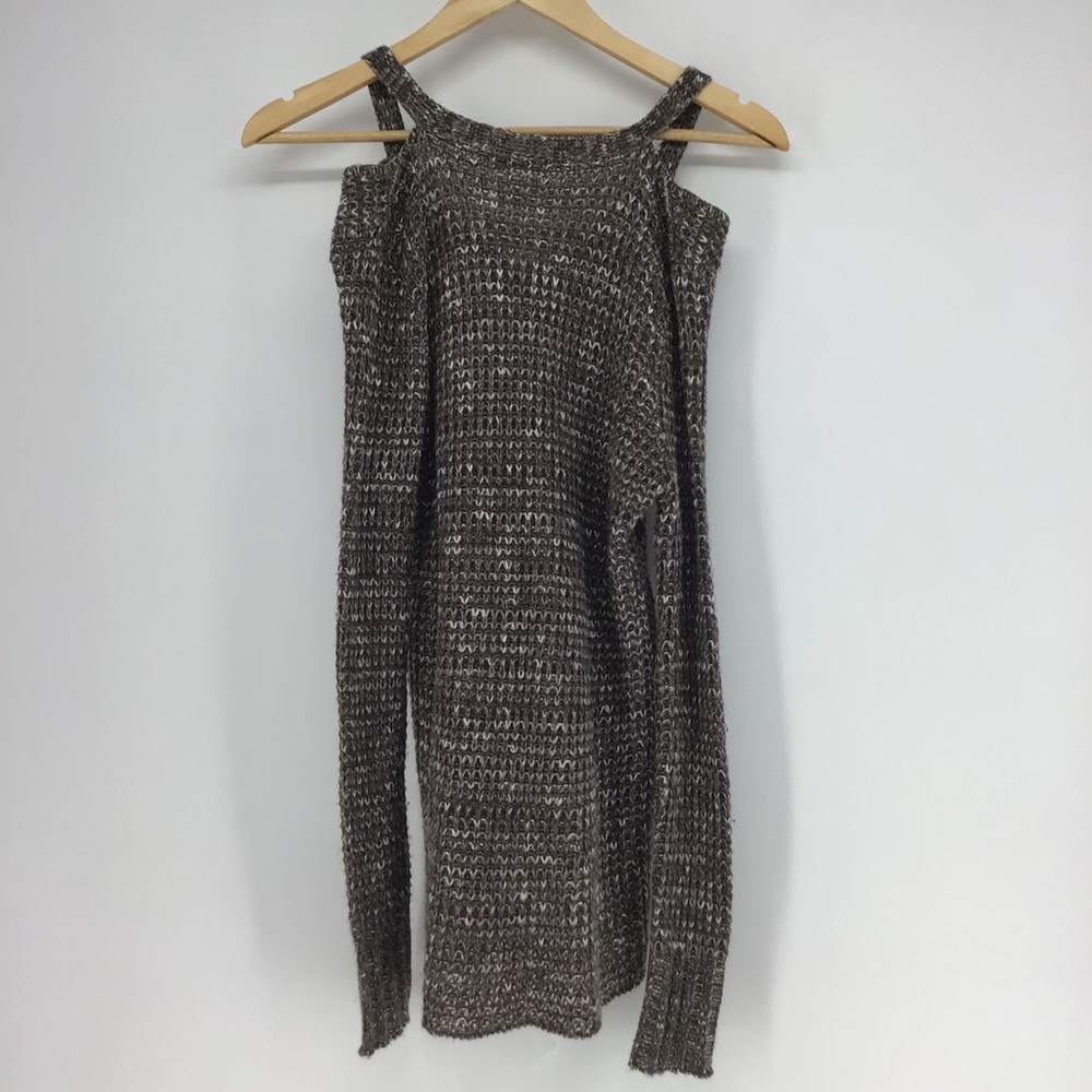 American Eagle Brown V-Neck Cold Shoulder Sweater - Picture 2 of 3